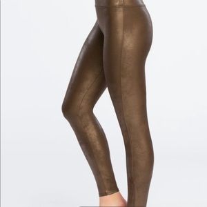 Bronzed faux leather spanks